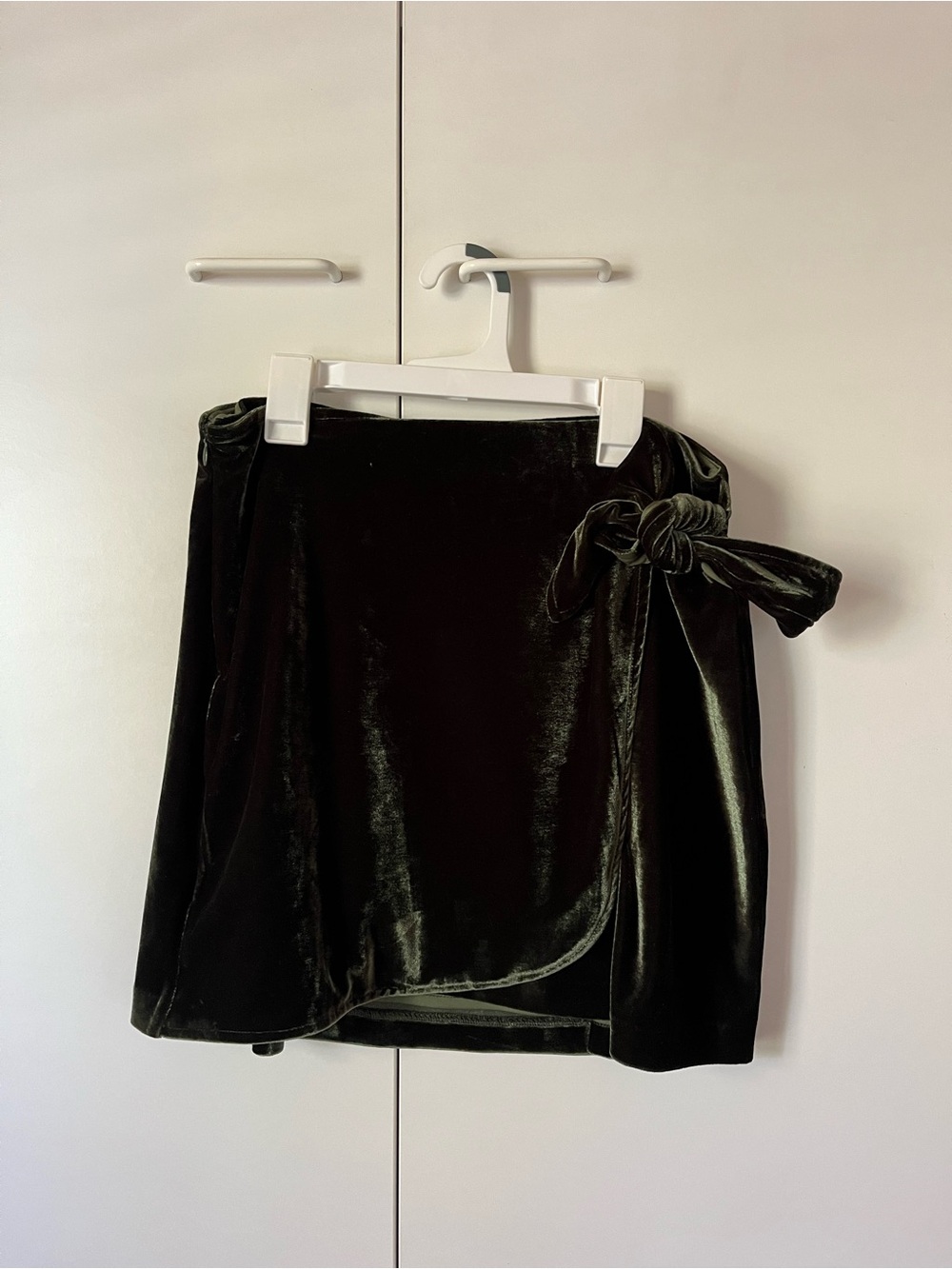 Dark Emerald Green Faux Wrap Mini Skirt